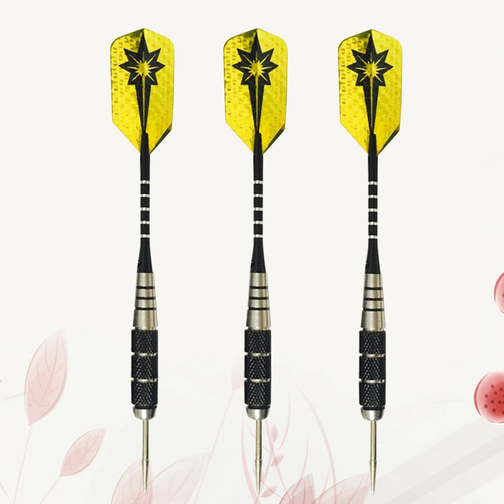 3pcs 22g Metal Drop-resistant Darts Pin-Type Darts Portable Needle Tipped Darts Flights Darts for Sports Events (Yellow)