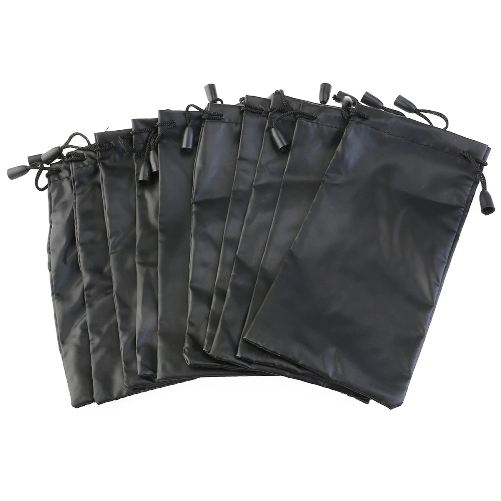 10pcs Microfiber Cleaning and Storage Pouch / Sack / Case for Sunglasses and Eyeglasses (Black)