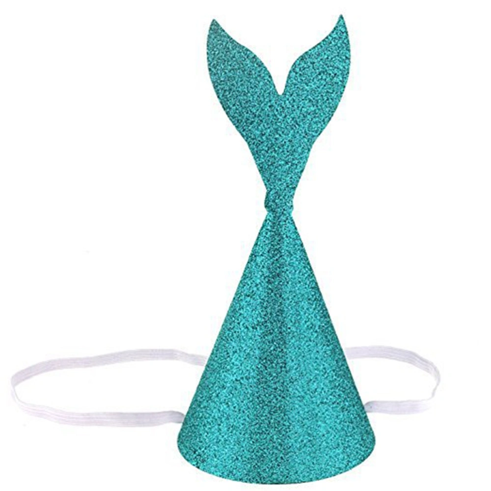 6 Pcs Mermaid Tail Hats Glitter Paper Lovely Party Hats Wedding Birthday Party Decoration Hats - 23x23cm (Green)