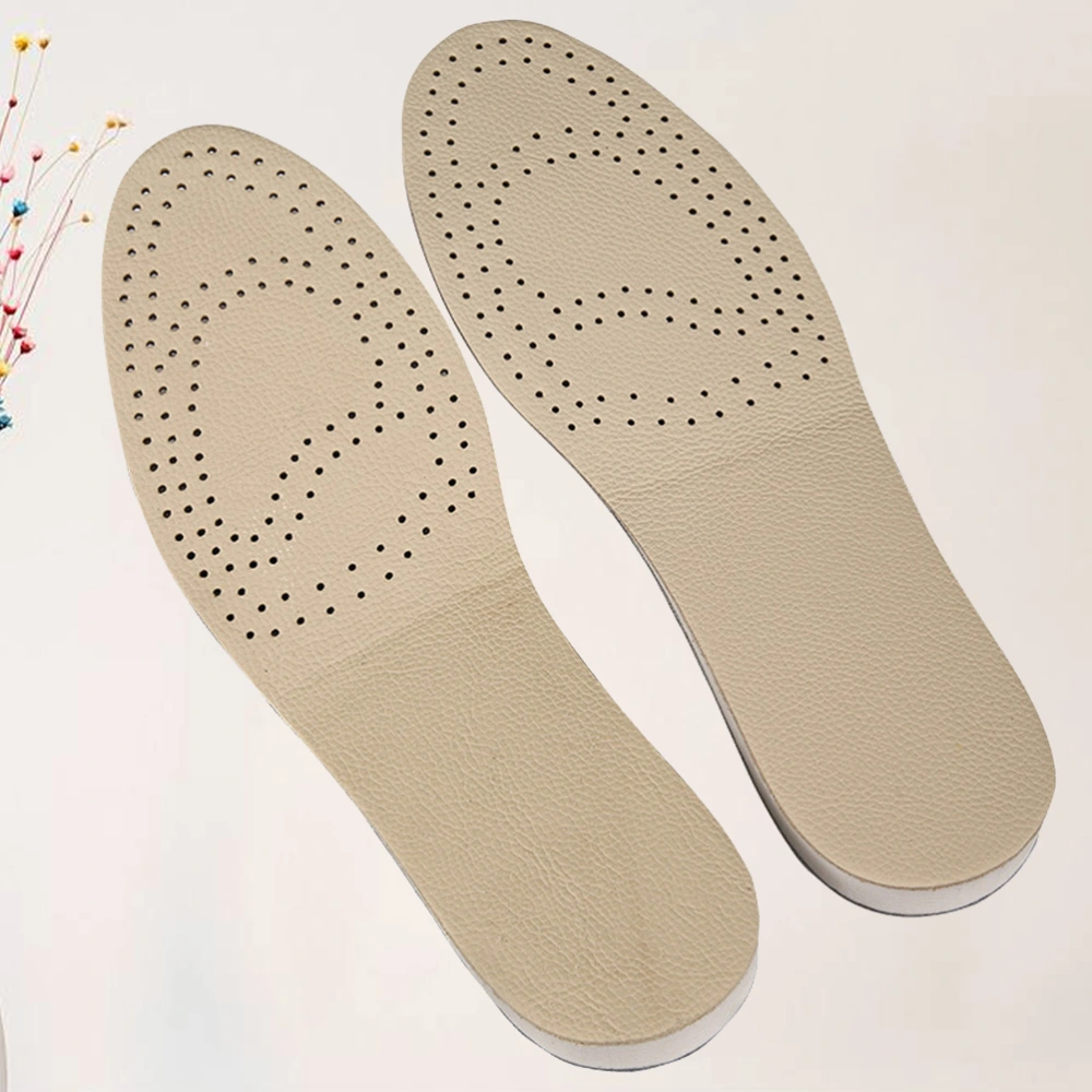 1 Pair Breathable Cowhide Insole Shoe Lift Invisible Heel Lift Insert Deodorant Height Increase Shoe Pads- Size 42(Increased by 2.5cm)