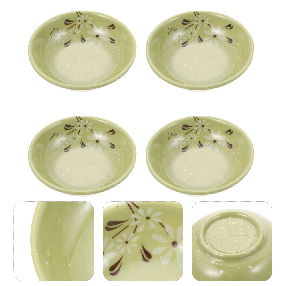 4Pcs Decorative Sauce Bowl Round Vinegar Dish Kitchen Seasoning Holder (Green)