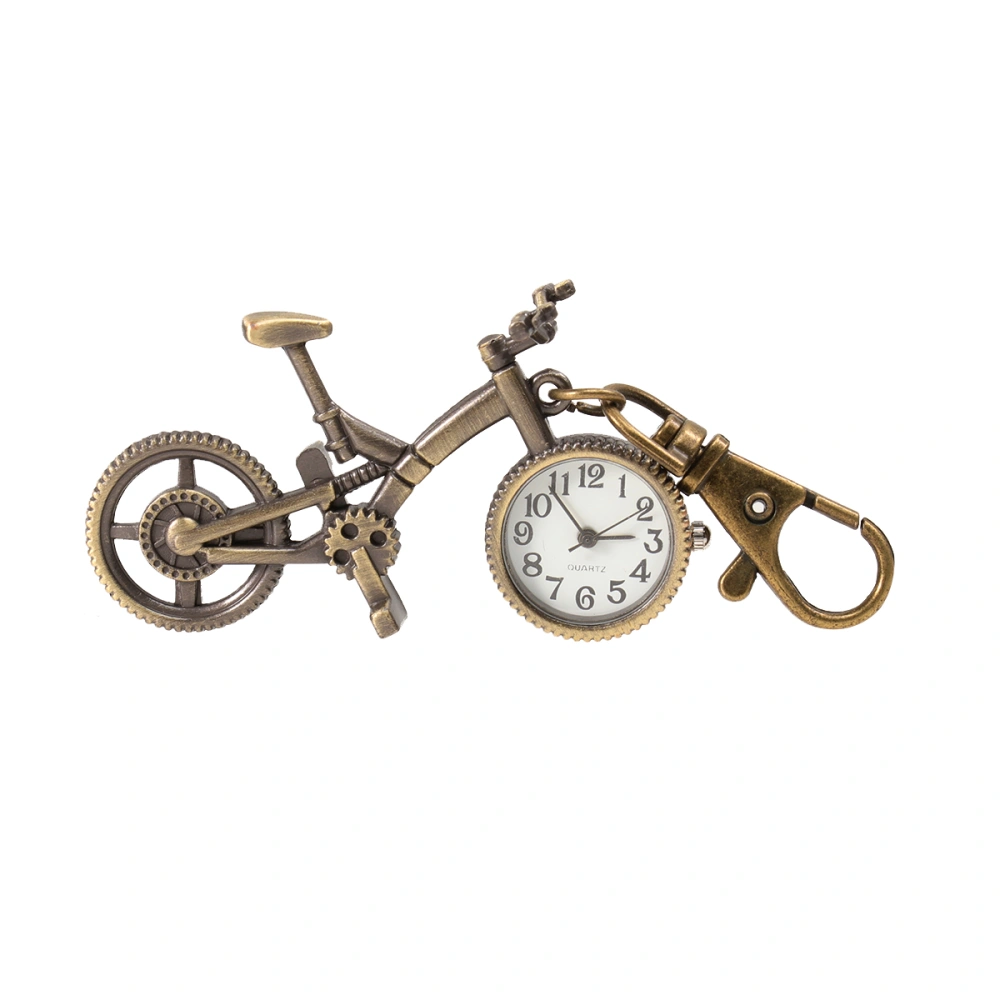 Creative Bycicle Shaped Pocket Watch Retro Hanging Watch Delicate Craft Hanging Pendant with Key Chain