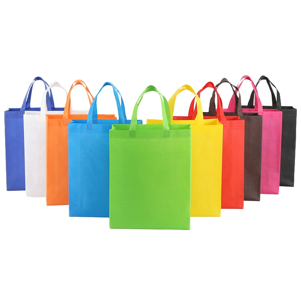 10pcs Portable Recycle Bags Shopping Bag Non-woven Handbags Reusable Tote Vertical Version Mixed Colors