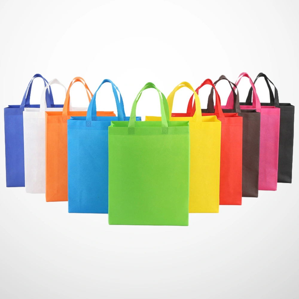 10pcs Portable Recycle Bags Shopping Bag Non-woven Handbags Reusable Tote Vertical Version Mixed Colors