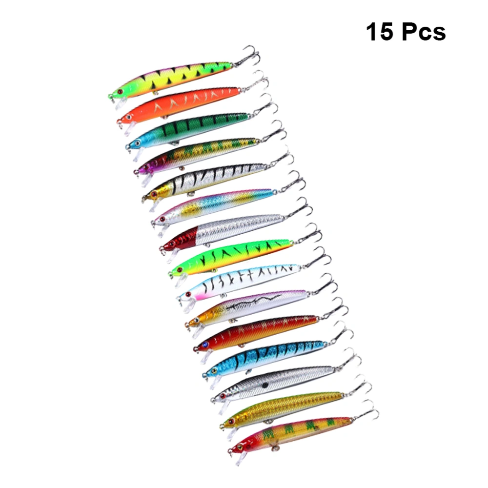 15PCS 9.5CM 8.5G Plastic Hard Fishing Bait Lifelike Minow Bait Bionic Fishing Lures Fishing Supplies (with Bag)