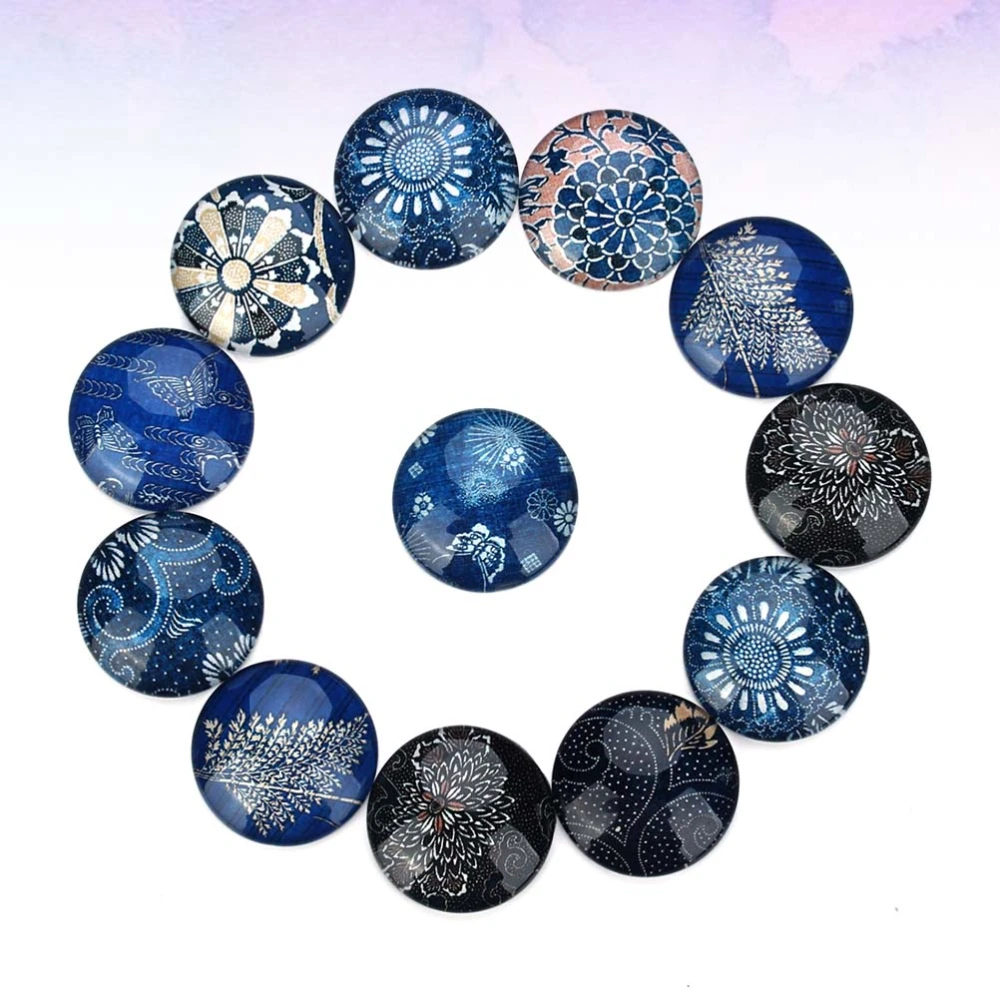 20PCS DIY Jewelry Making Accessories DIY National Cloth Pattern Glass Interface Patch Creative DIY National Cloth Pattern Time Glass Patch Circular Jewelry Making Material Accessories for DIY Jewelry Making Mixed Color Size 12MM