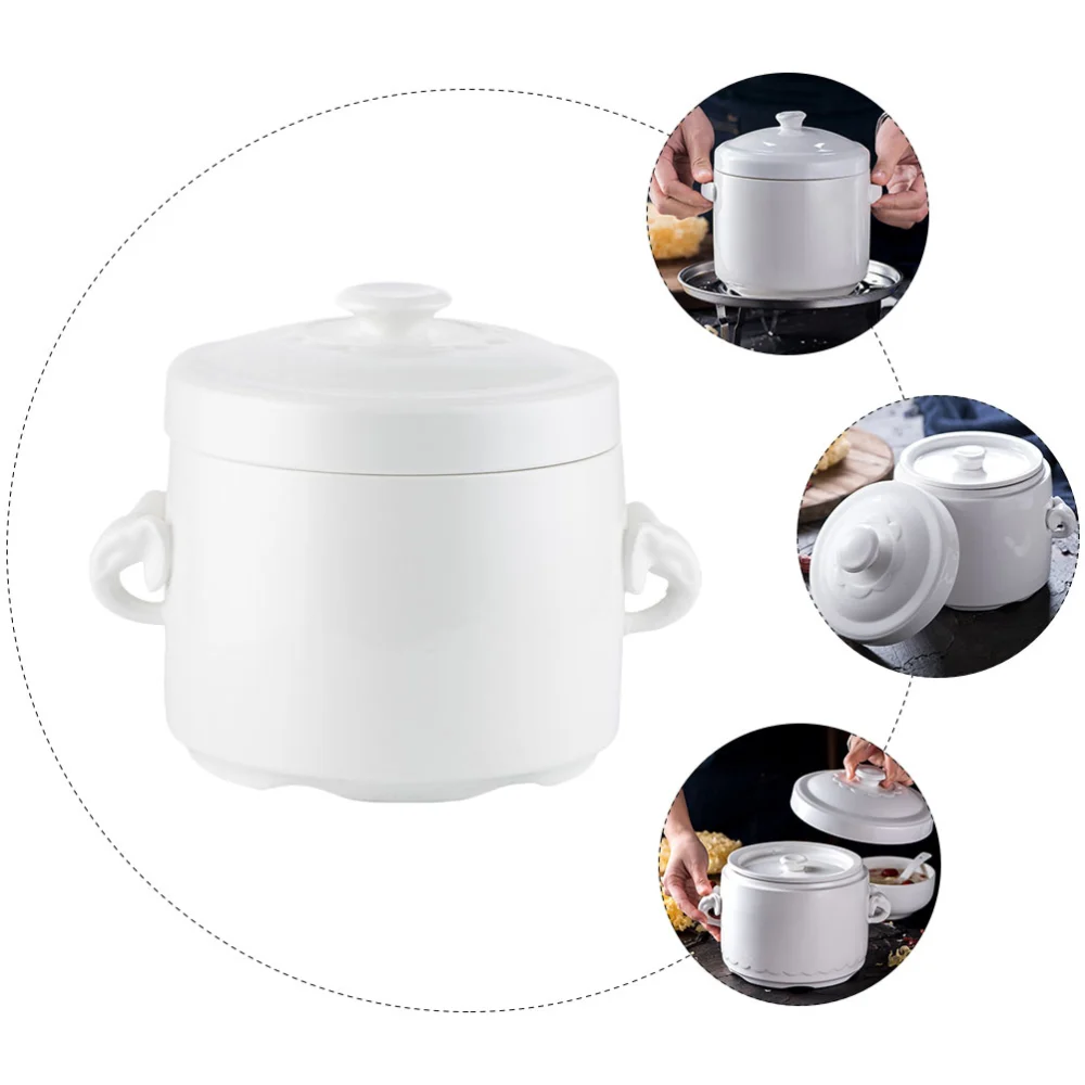 1 Pc Durable Ceramic Water-proof Stewing Pot for White Fungus Soup Bird's Nest