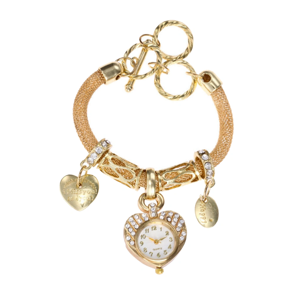 1Pc Beautiful Women Bracelet with Watch Rinestone Studded Watch Charm Bracelet