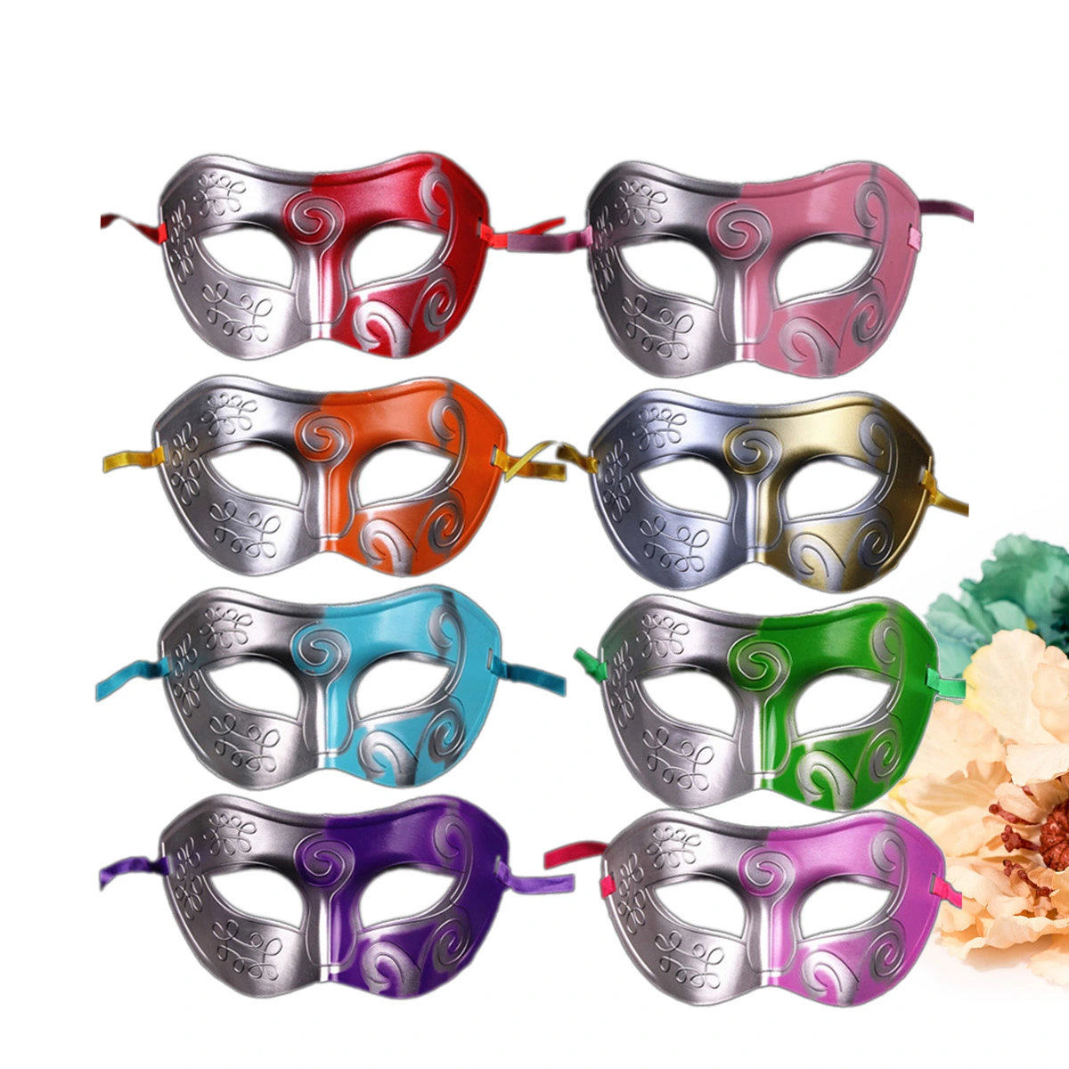 8pcs Masquerade Mask Venetian Party Prom Ball Eye Mask for Halloween Masquerade Carnival Party Costume Ball (Mixed Color)