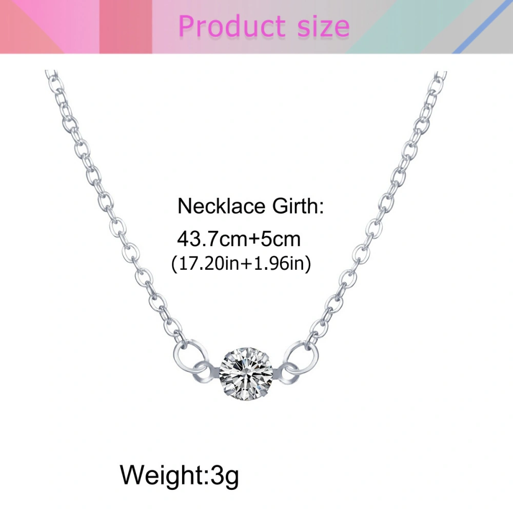 Creative Woman Necklace Simple Diamond Choker Fashion Girl Clavicle Chain Vintage Lady Pendant Jewelry Decor（Silver)