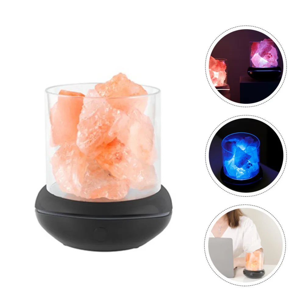 1 Set of Himalayan Chic Salt Stone Natural Anion Salt Bedside Lamp Table Lamp