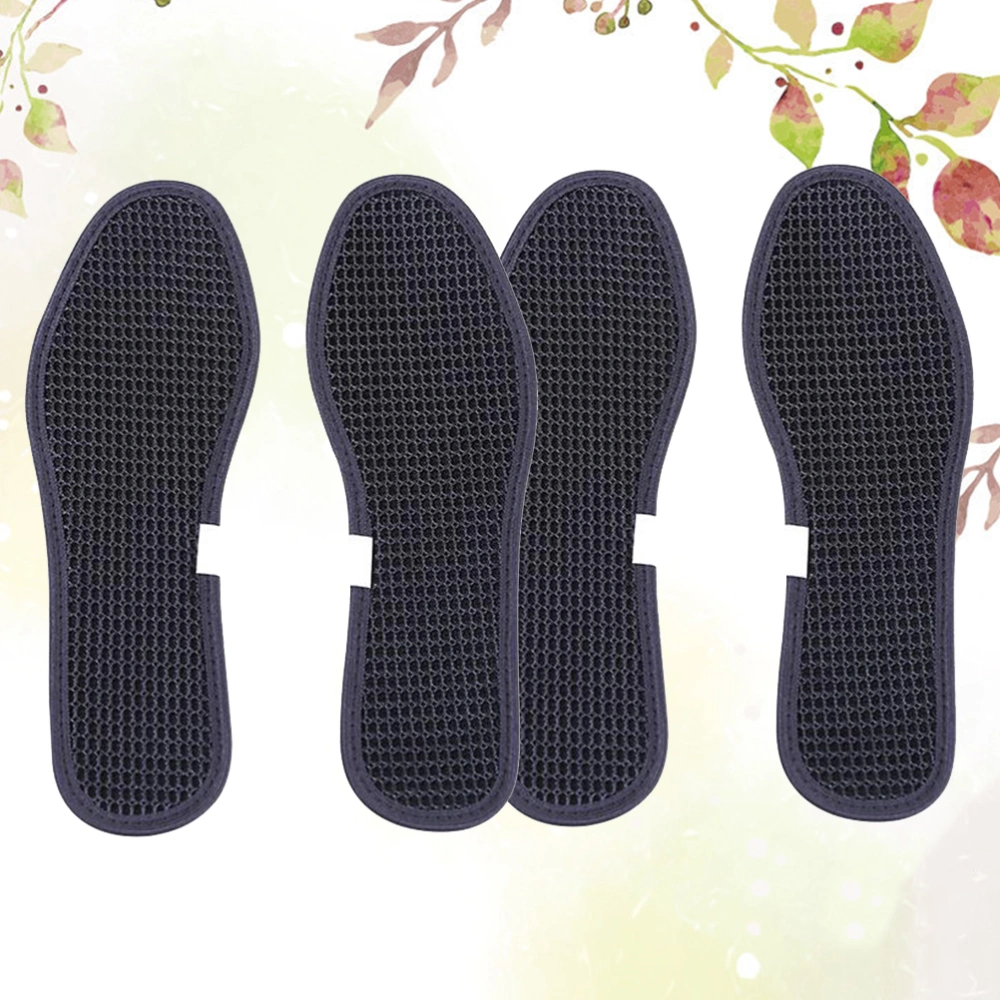 2 Pairs of Deodorant Shoe Pads Bamboo Charcoal Insoles Foot Care Insoles Shoes Cushion Size 44 Black