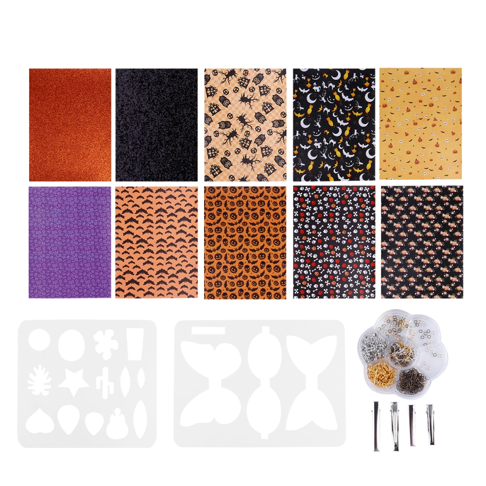 1 Set Faux Leather Materials Set Halloween Pattern Earring DIY Accessories