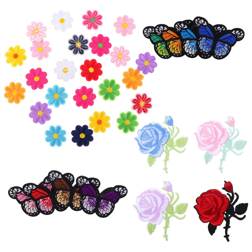 36pcs Embroidery Patches Flower Clothing Patch Stickers Garment Accessories