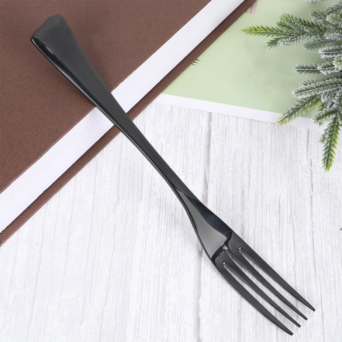 Stainless Steel Tableware Plating Titanium Mirror Surface Durable Simple Tableware for Home Hotel Store (Black Fork)