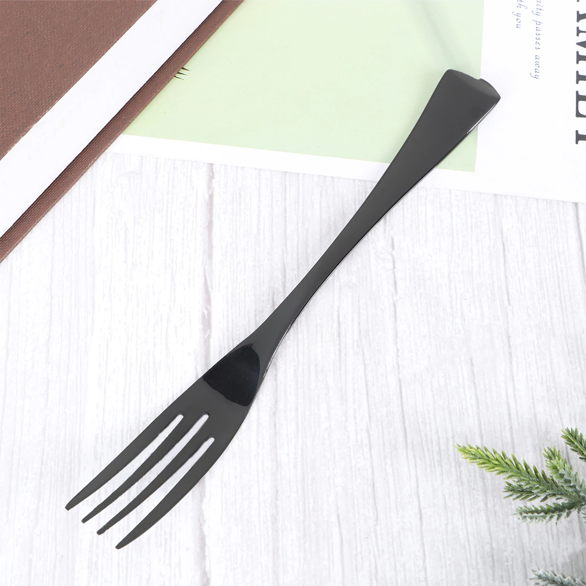 Stainless Steel Tableware Plating Titanium Mirror Surface Durable Simple Tableware for Home Hotel Store (Black Fork)