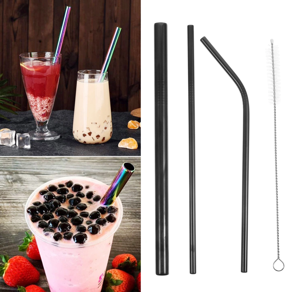 1 Set of Multipurpose Straw Stirrers Party Drinking Straws Metal Juice Straws Durable Water Straws with Cleaning Brushes