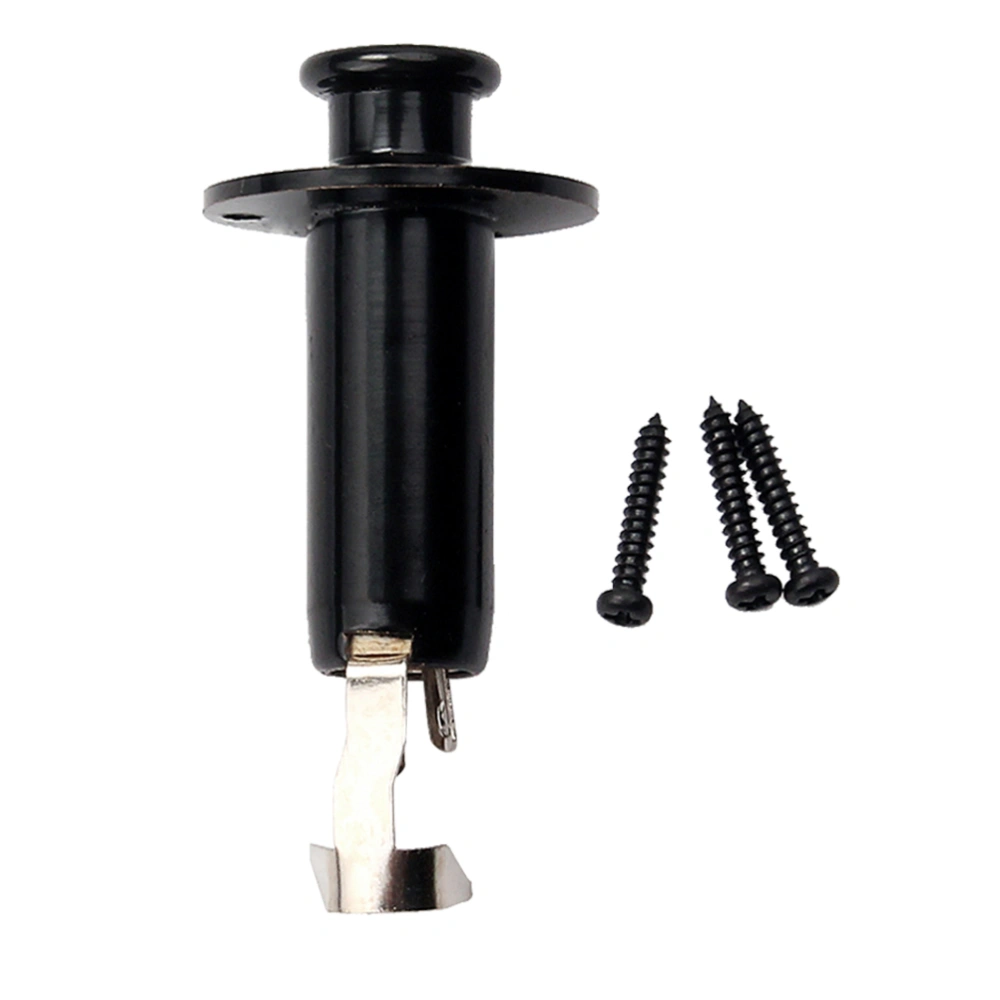 1/4 Inch 6.35mm Acoustic Folk Guitar End Pin Jack Flush Mount Stereo/Mono Endpin Jack Socket Cylinder Output Strap Button Jack (Black)