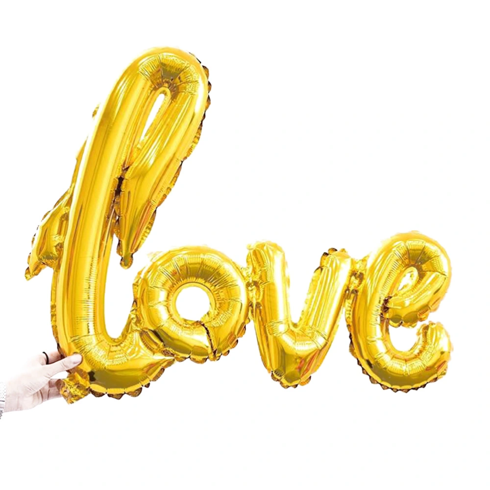 Love Balloon Banner Jumbo Foil Balloon Romantic Wedding Bridal Shower Anniversary Engagement Party Decoration Photo Props (Golden)