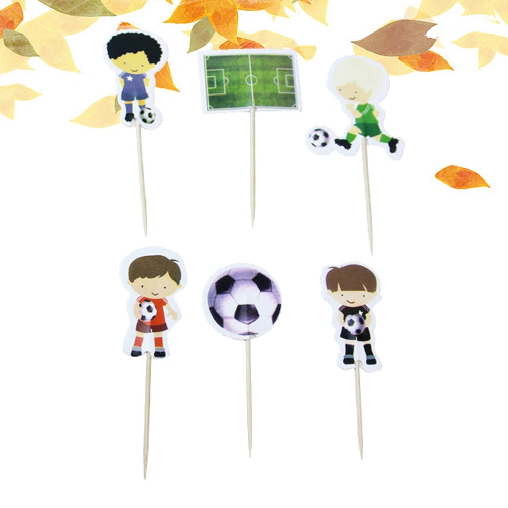 24pcs Cartoon Play Football Cake Toppers Boys Party Cupcake Toppers Picks Kids Birthday Family Party Decoration Supplies