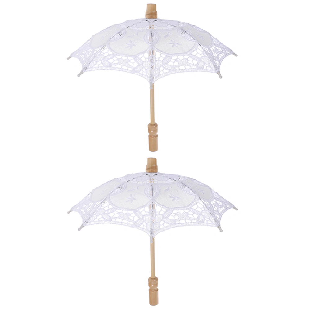 2Pcs Cotton Cloth Umbrella Wedding Party Umbrella Prop Bride Costume Prop Accessory