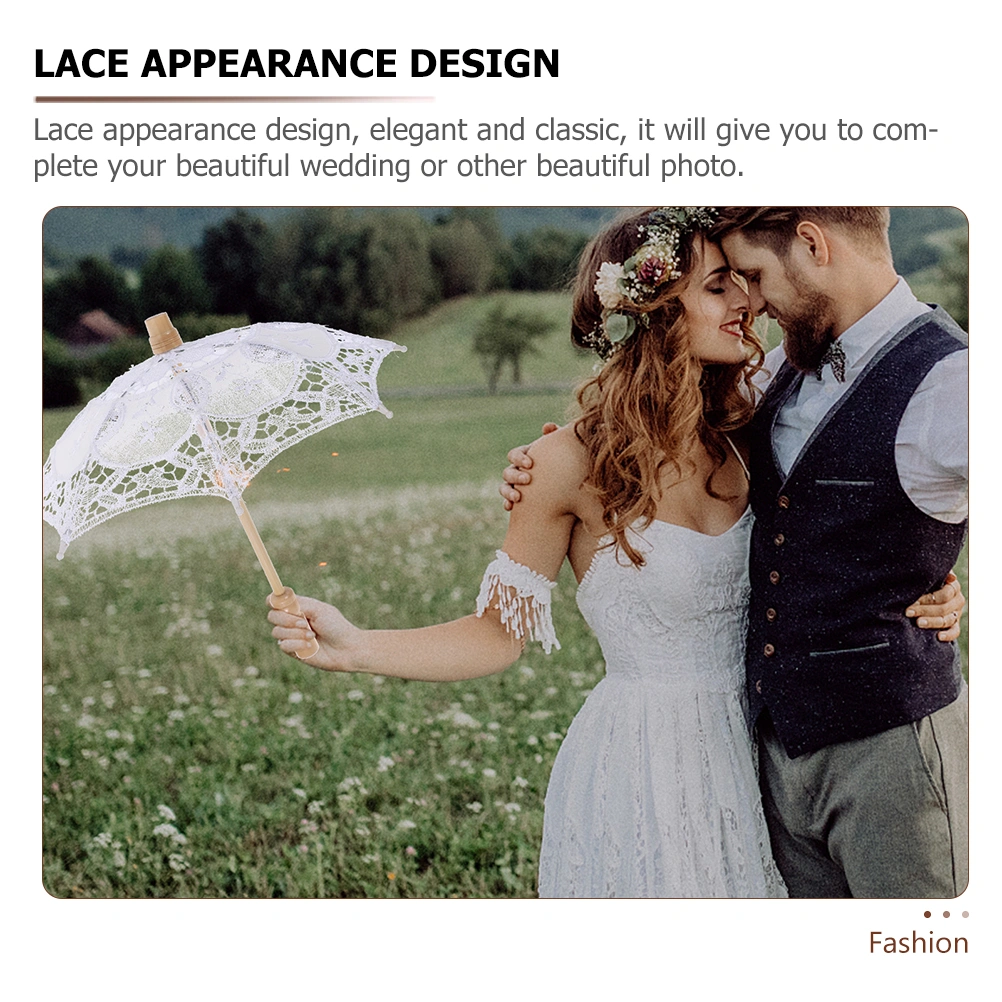 2Pcs Cotton Cloth Umbrella Wedding Party Umbrella Prop Bride Costume Prop Accessory