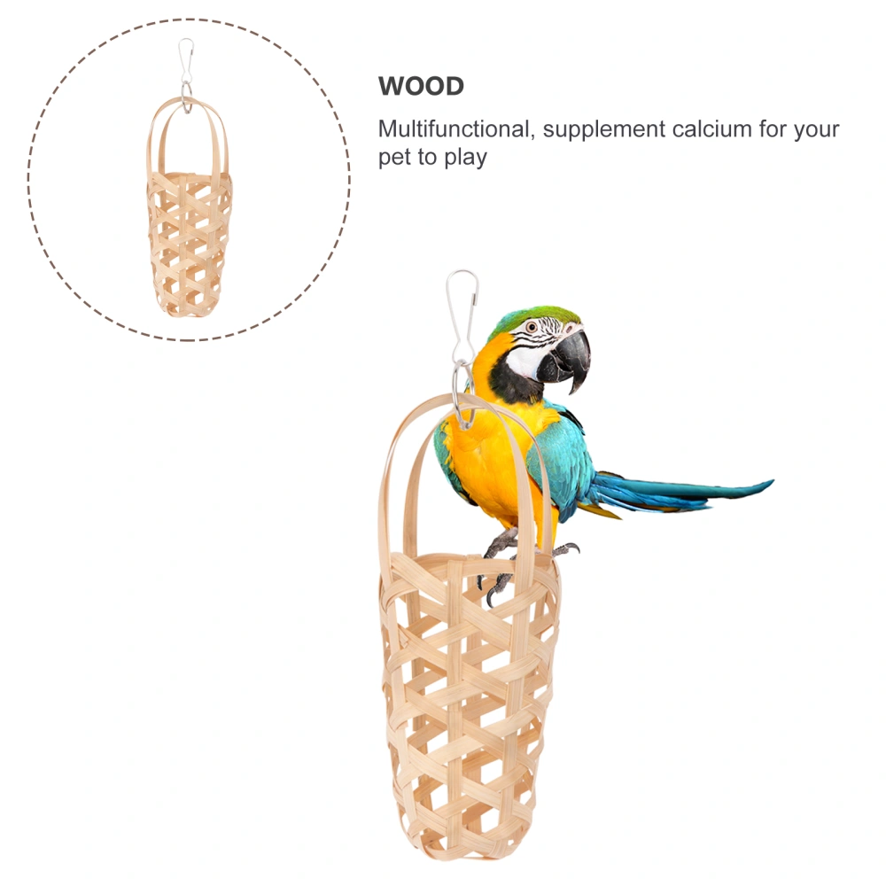 1PC Parrot Foraging Basket Pet Chicks Birds Foraging Chewing Toy (Wood Color)