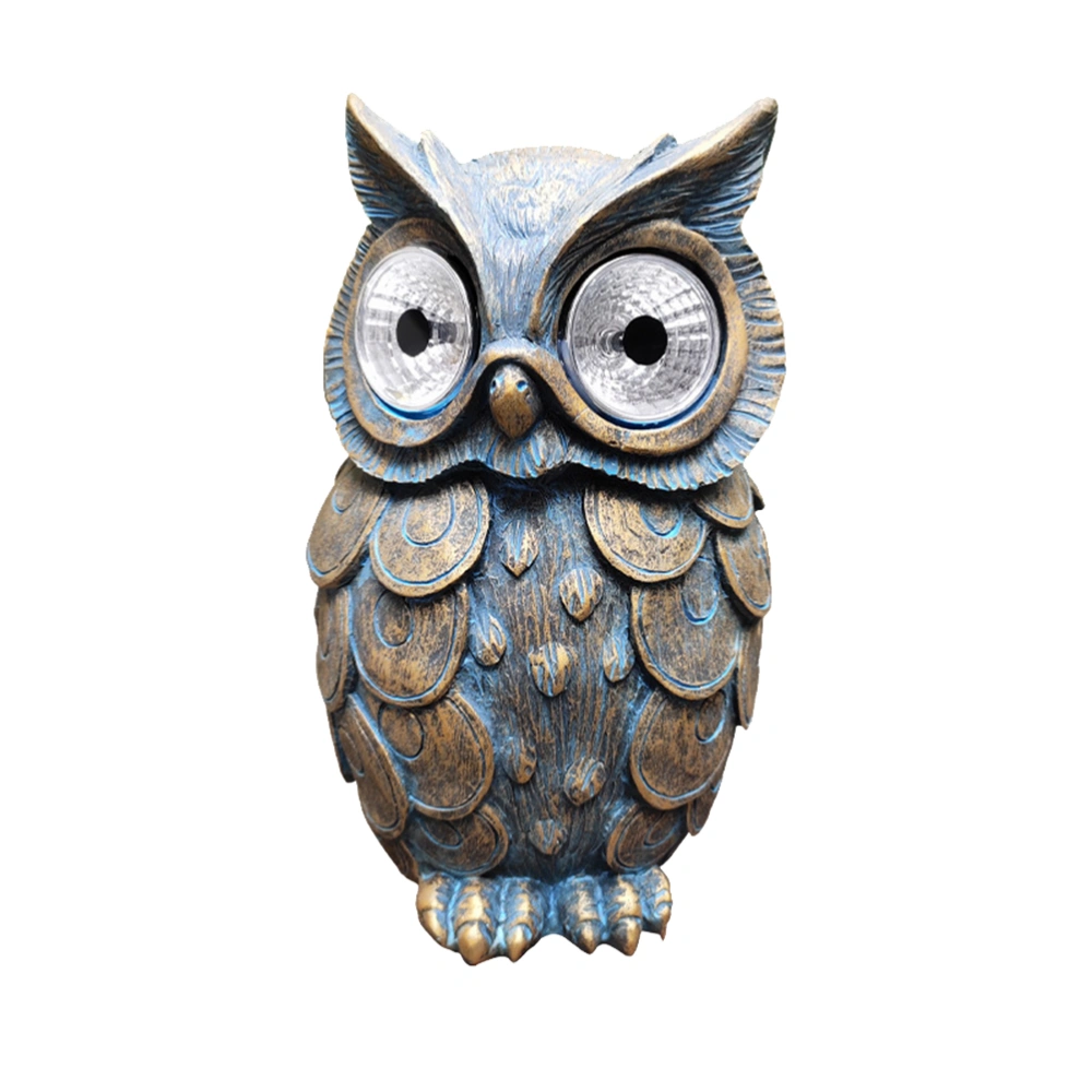 1pc Decorative Outdoor Lamp Solar Powered Light Decor Cartoon Animal Shape Lamp Ornament Resin Lamp (Owl)