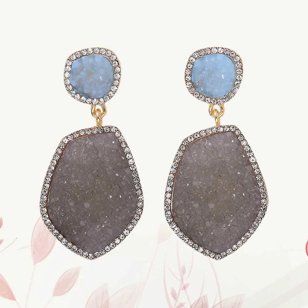 1 Pair of Alloy Earrings Rhinestone Ear Dangle Elegant Ear Drop Women Dangler Ear Jewelry Sky-Blue
