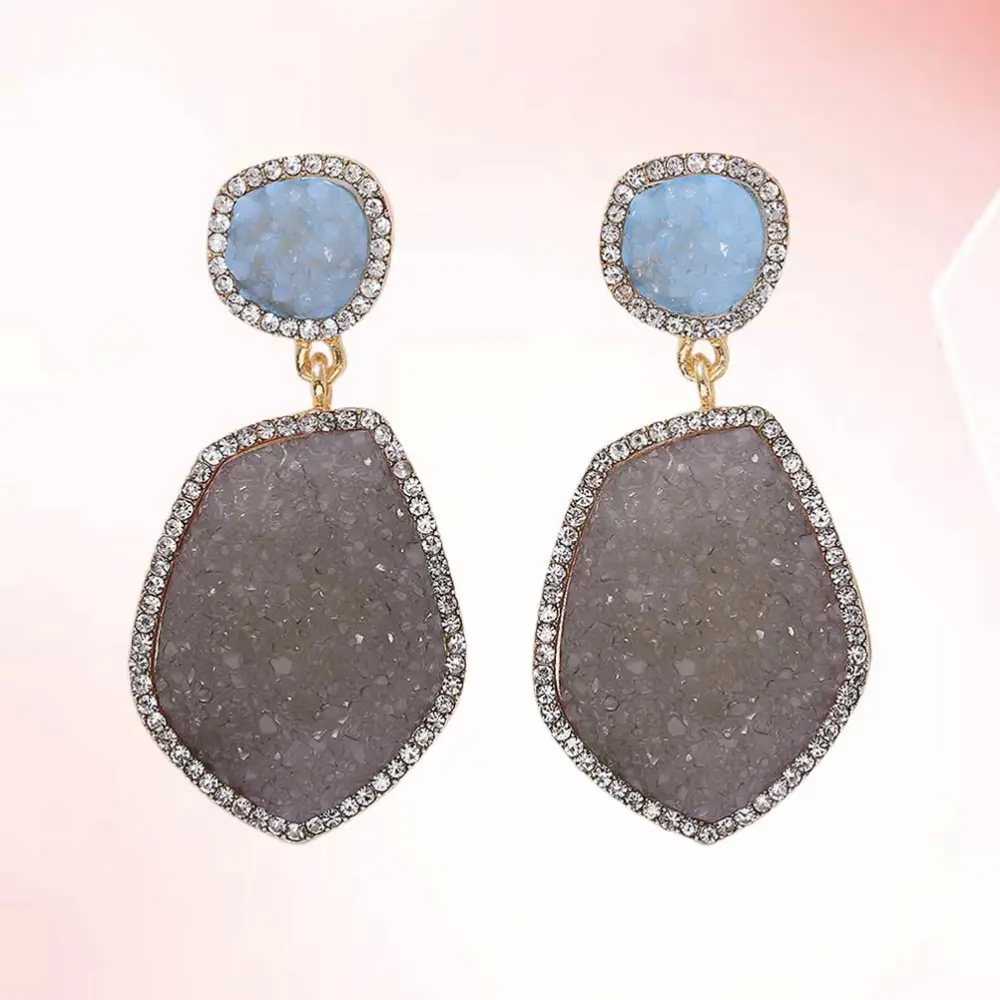 1 Pair of Alloy Earrings Rhinestone Ear Dangle Elegant Ear Drop Women Dangler Ear Jewelry Sky-Blue