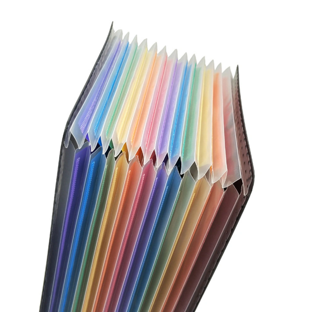 1pc Plastic File Folder Multilayer A4 Size Snap Closure Accordion Folder Document File Folder (Rainbow Pattern)