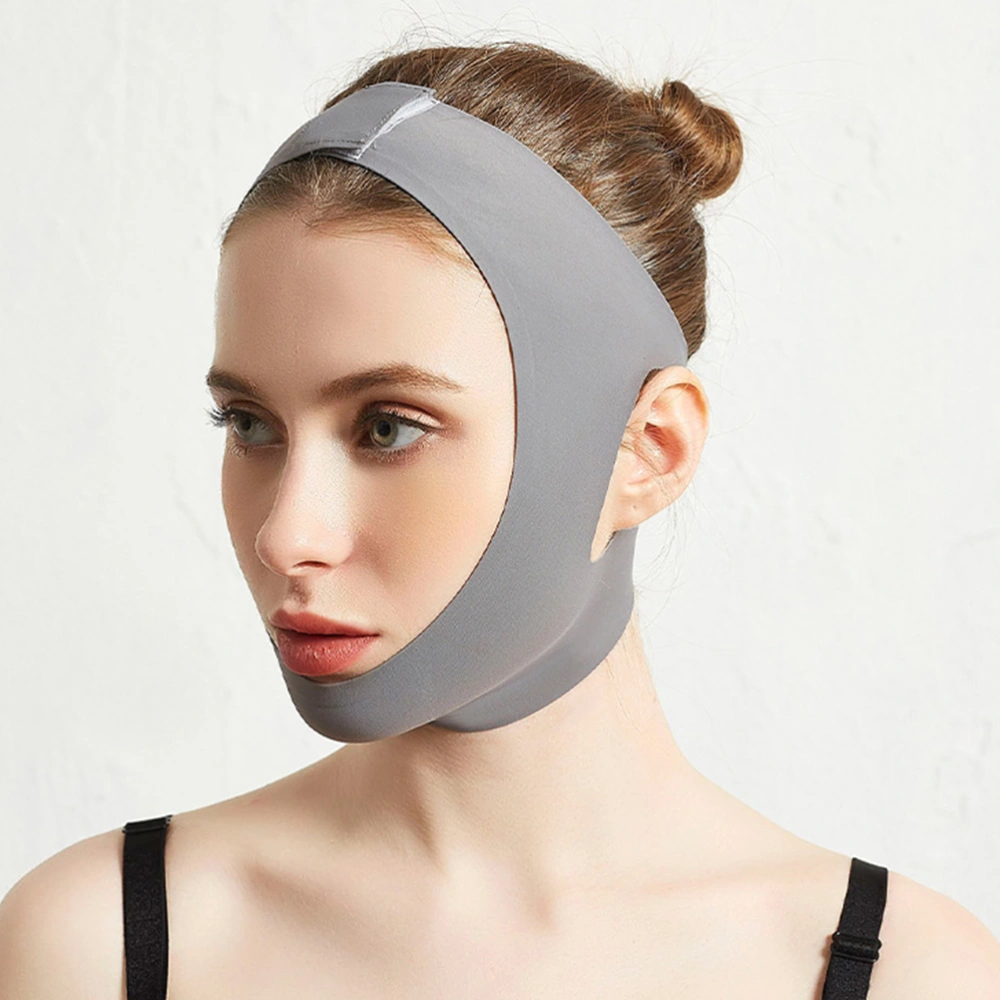 Breathable Face Thin Bandage V Face Mask Face Thin Muscle Chin Small V Face Bandage for Woman Girl (Grey SizeXL)