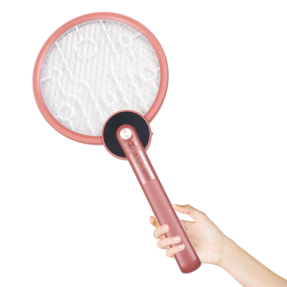 Foldable Fly Swatter Repellents Portable Bug Zapper Light USB Rechargeable Handheld Mosquito Killer Swatter (Red)