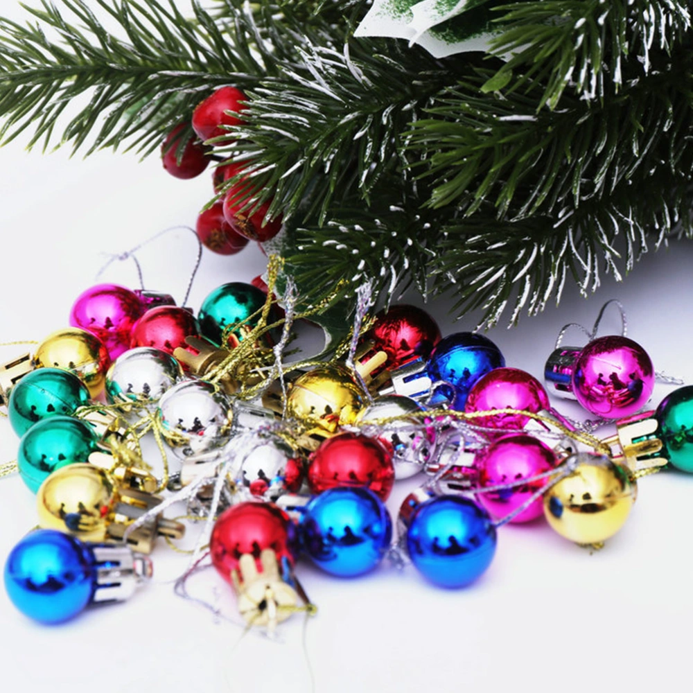 24pcs 2CM Christmas Pendant Miniature Ball Hanging Decor Xmas Tree Ornaments Layout Decorative Props for Home Store (Pink)