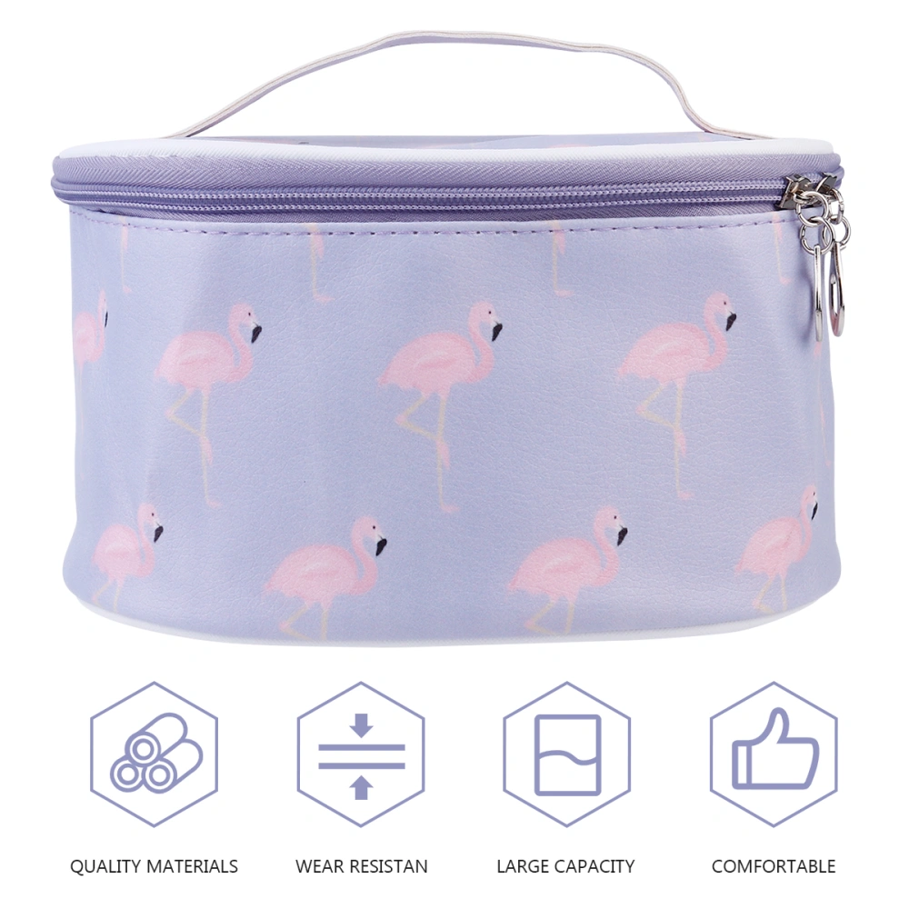 Cartoon Flamingo Cosmetic Bag PU Waterproof Makeup Pouch Travel Organizer