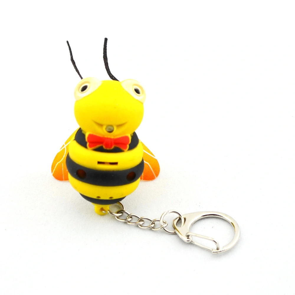 Innovative Electronic Bee Shaped Keychain with Light and Sound (Yellow+Black - Random Style)