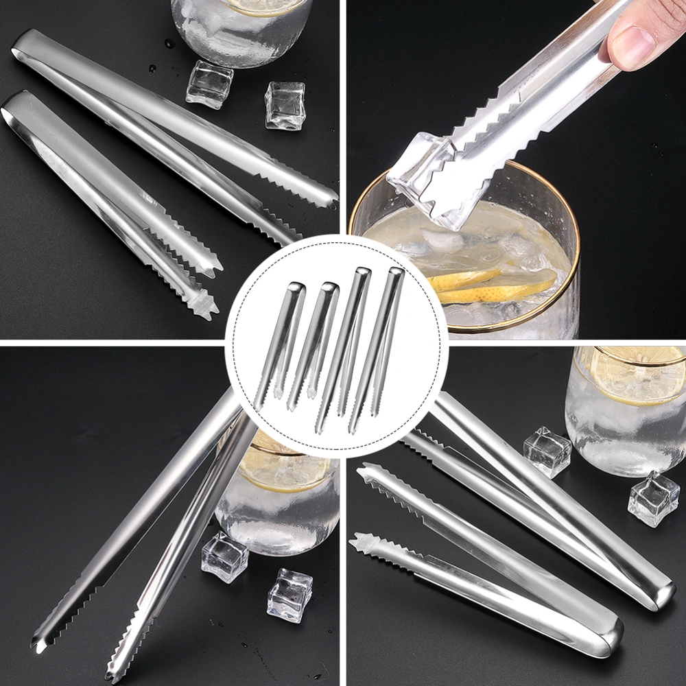 4pcs Stainless Steel Ice Clips Ice Cube Serving Tongs for Cocktails Whiskeys