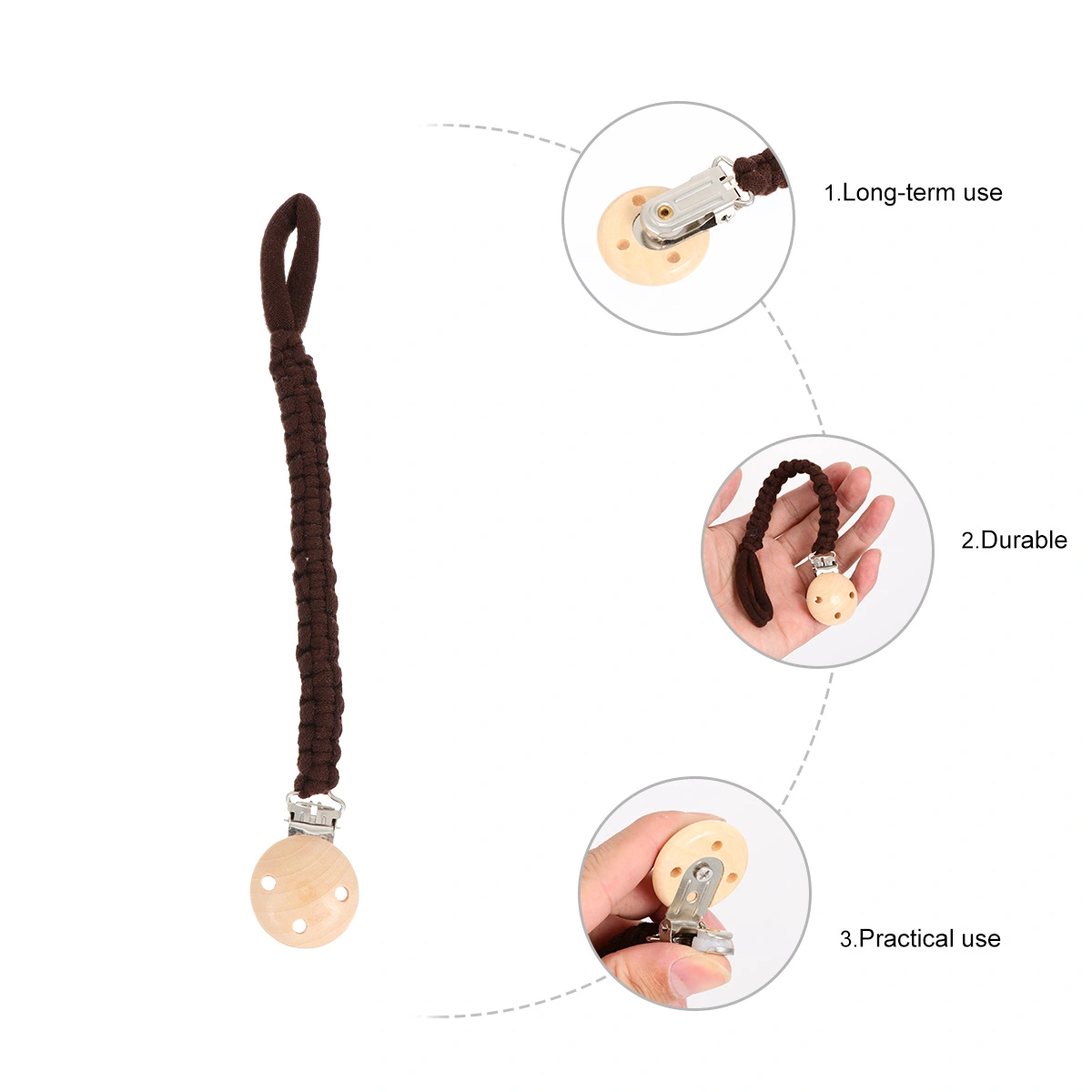 1pc Baby Dummy Clips Pacifier Clip Holder Hand-Woven Cotton Pacifier Chain