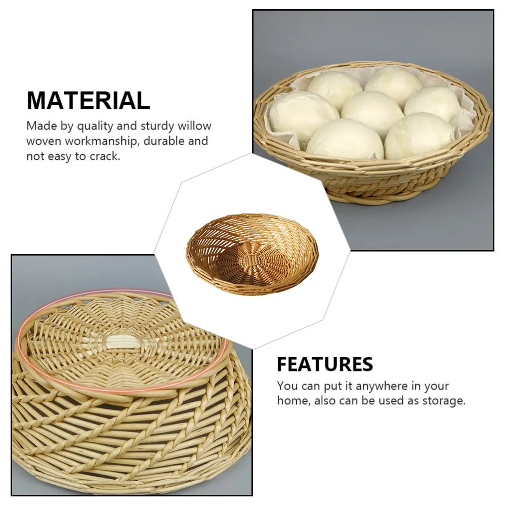 1pc Kitchen Willow Woven Basket Vegetable Holder Multipurpose Bread Basket