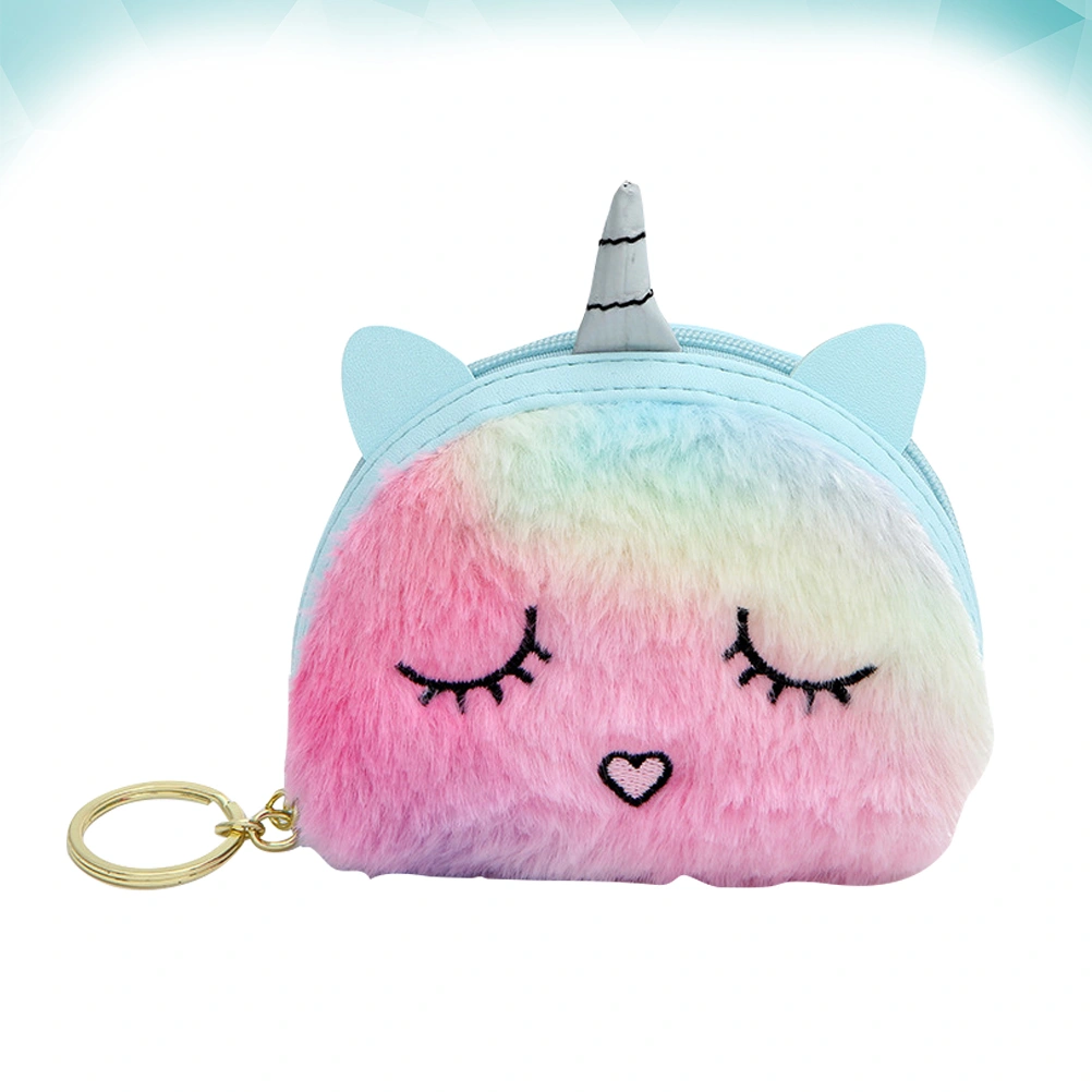 Unicorn Purse Colorful Mini Coin Pouch Plush Small Wallet Girls Fashion Change Bag for Women Ladies (Random Color)
