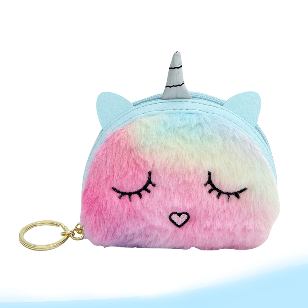 Unicorn Purse Colorful Mini Coin Pouch Plush Small Wallet Girls Fashion Change Bag for Women Ladies (Random Color)