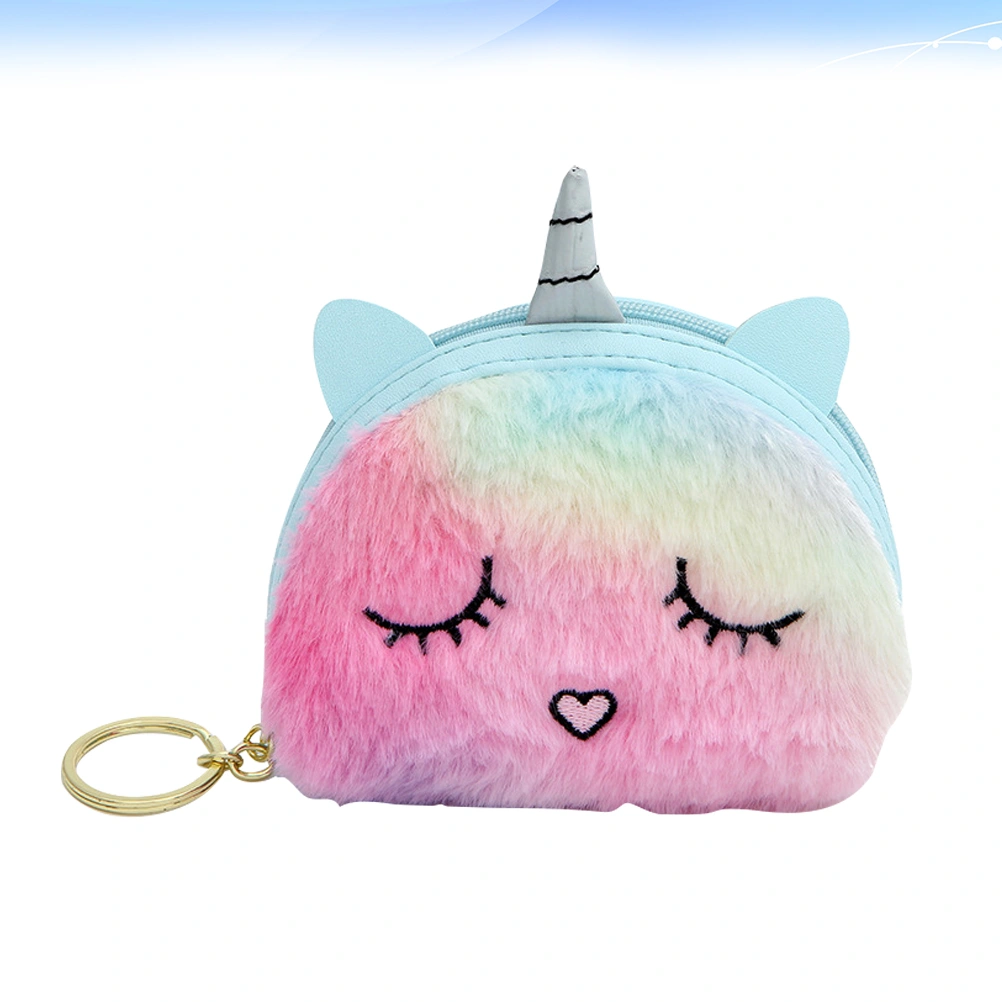 Unicorn Purse Colorful Mini Coin Pouch Plush Small Wallet Girls Fashion Change Bag for Women Ladies (Random Color)