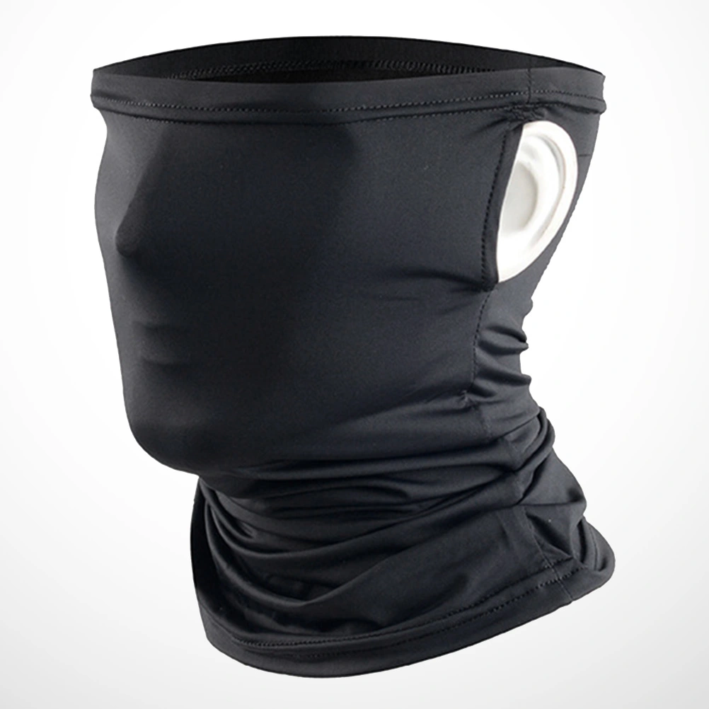 Black Multifunctional Neck Gaiter Outdoor Face Mask Riding Face Scarf Dustproof Neckerchief Windproof Headwrap Breathable Headband UV Protection Headwear with Earloop