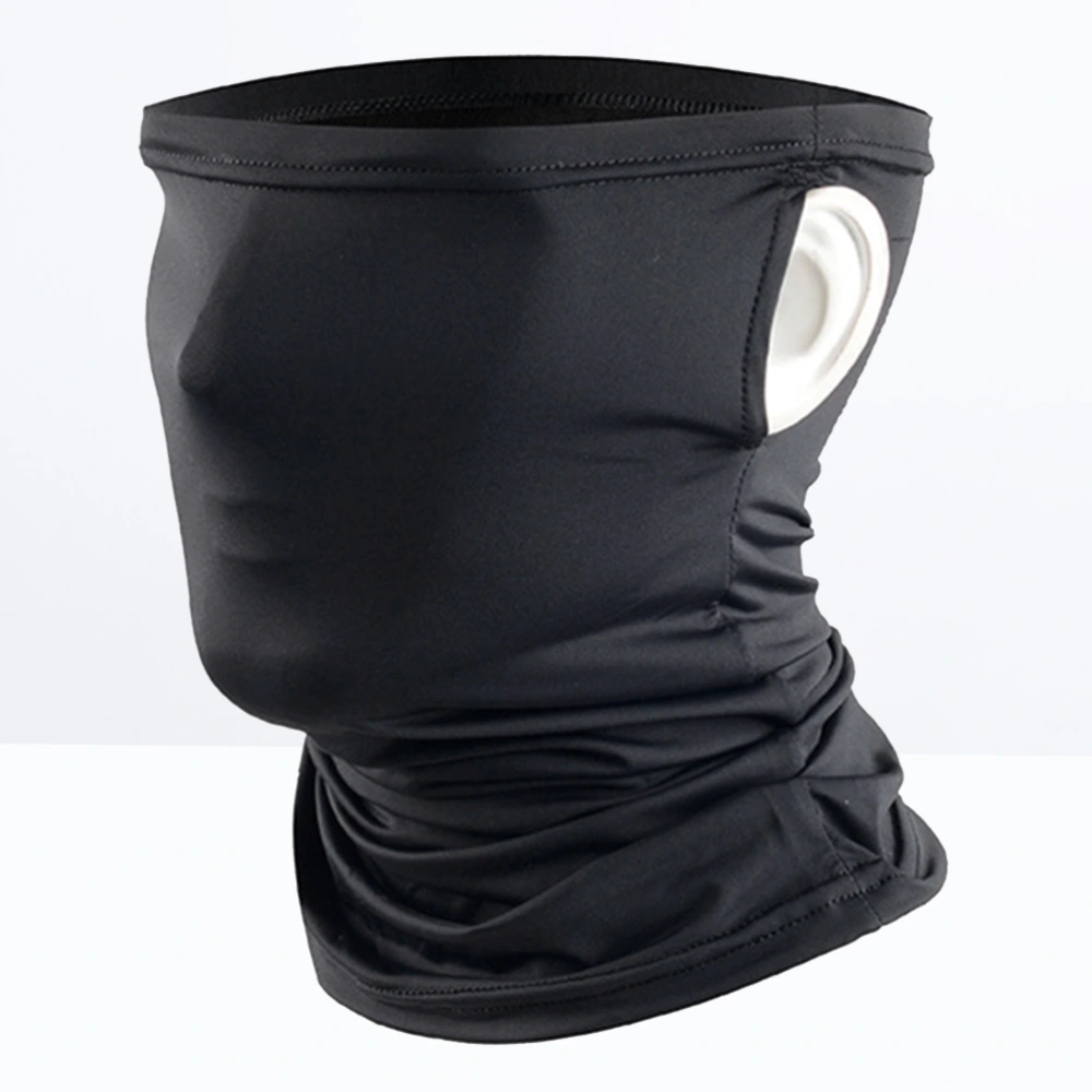 Black Multifunctional Neck Gaiter Outdoor Face Mask Riding Face Scarf Dustproof Neckerchief Windproof Headwrap Breathable Headband UV Protection Headwear with Earloop