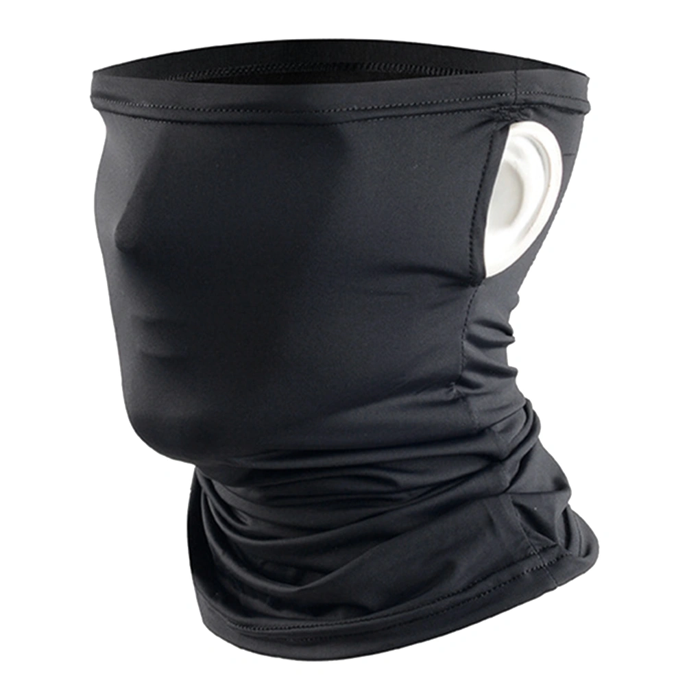 Black Multifunctional Neck Gaiter Outdoor Face Mask Riding Face Scarf Dustproof Neckerchief Windproof Headwrap Breathable Headband UV Protection Headwear with Earloop