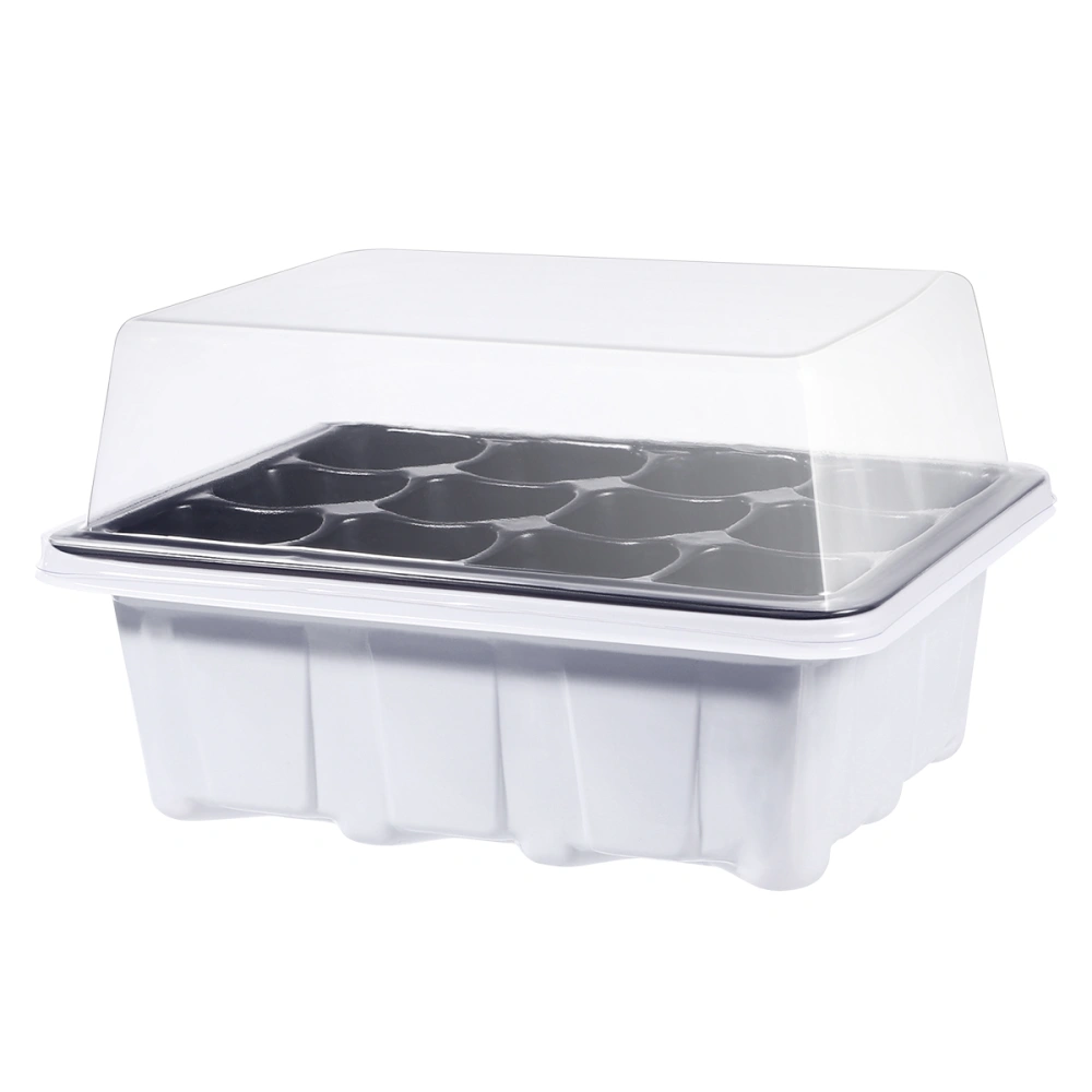 BESTOMZ 10 Pack Tray Starter Tray with Dome and Base 12 Cells For Gardening Bonsai - White