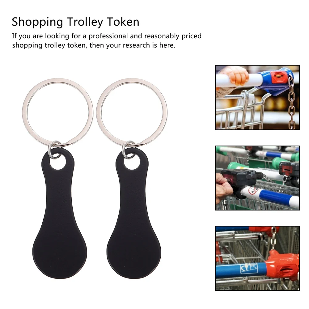 2Pcs Portable Stainless Steel Key Rings Shopping Trolley Tokens Gift Supplies