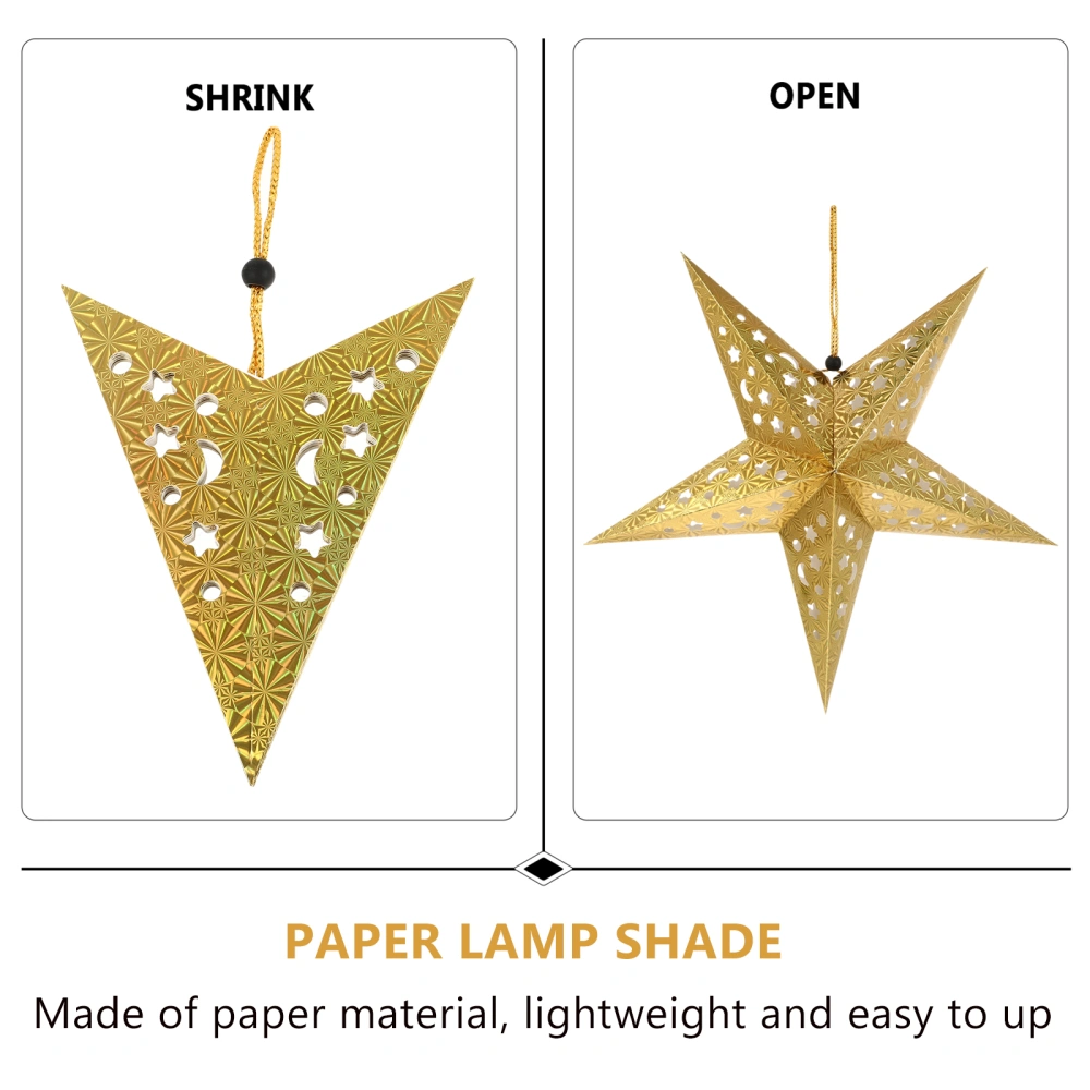 5pcs 45cm Shiny Ceiling Paper Star Party Home Hanging Lampshade Decor for Wedding Birthday (Golden)