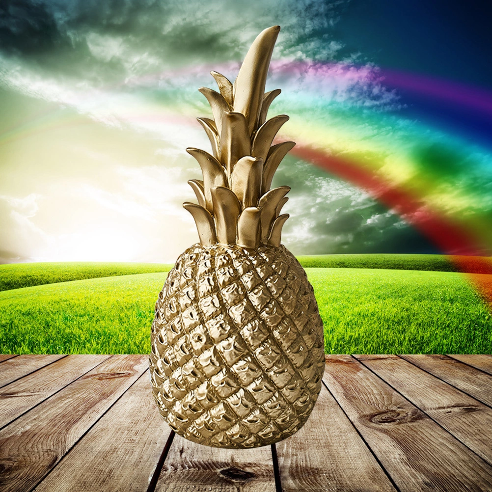Creative Modern Resin Pineapple Shaped Ornament Gift Home Desktop Decoration Wedding Decor(Golden,Small)