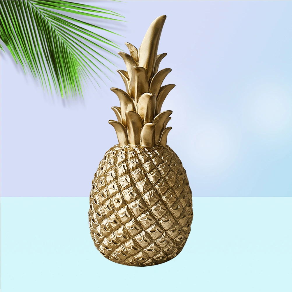 Creative Modern Resin Pineapple Shaped Ornament Gift Home Desktop Decoration Wedding Decor(Golden,Small)